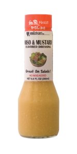 Miso & Mustard Flavored Dressing
Available in 8.4 oz. bottles.
Vinegar & oil-based salad dressing seasoned with white miso and mustard seeds. Great on any salad.
